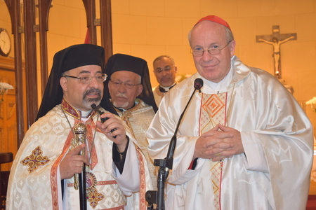 Gottesdienst in koptisch-katholischer Herz Jesu-Kirche in Kairo: Koptisch-katholischer Patriarch Ibrahim Isaac Sidrak und Kardinal Christoph Schönborn / kathpress / Pulling