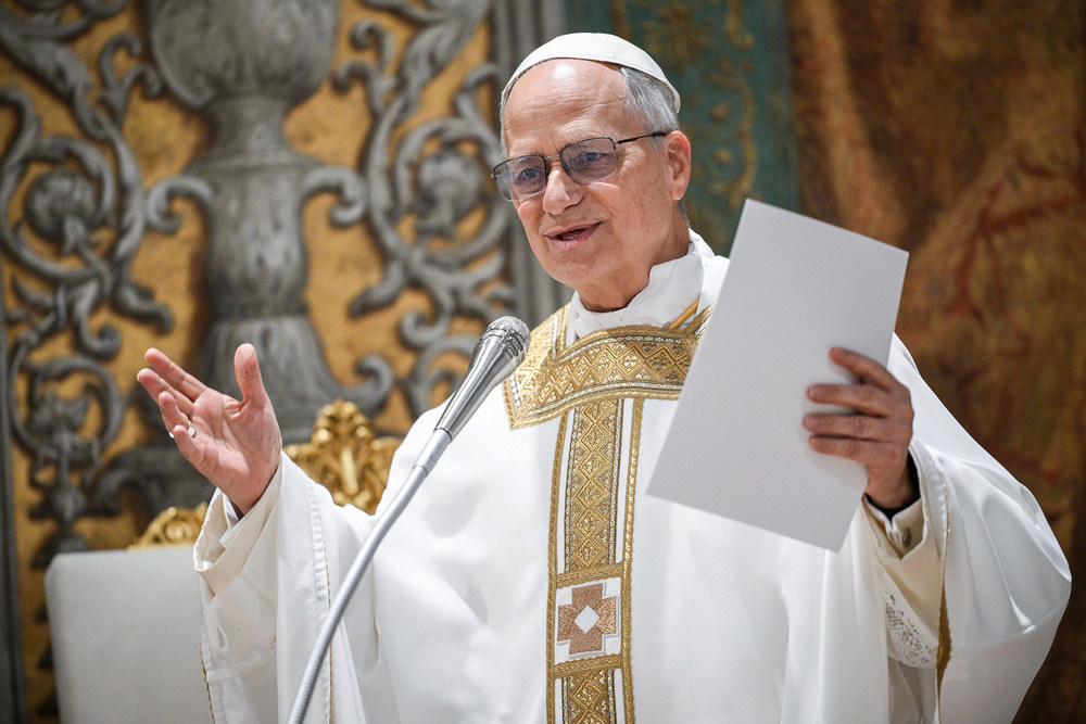 Gottesdienst mit Papst Leo XIV. in der Sixtina / Copyright 2025, KNA GmbH, www.kna.de, All Rights Reserved, Vatican Media Papst Leo XIV. zelebriert die Heilige Messe pro Ecclesia in der Sixtinischen Kapelle, am 9. Mai 2025 im Vatikan.