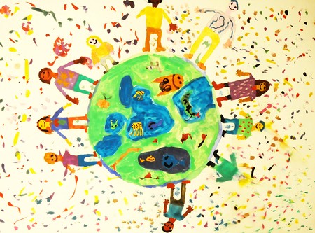 Kinderzeichnung aus dem Religionsunterricht zum Thema 'Himmel'