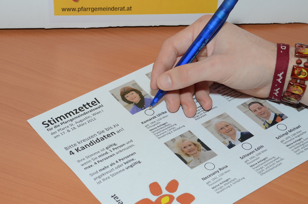 Stimmzettel, PGR, Pfarrgemeinderatswahl