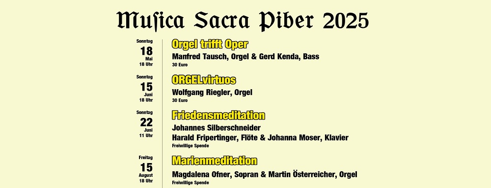 'Musica Sacra Piber' - Plakat 2025 / Musica Sacra Piber Steiermark: 'Musica Sacra Piber' unter neuer Leitung